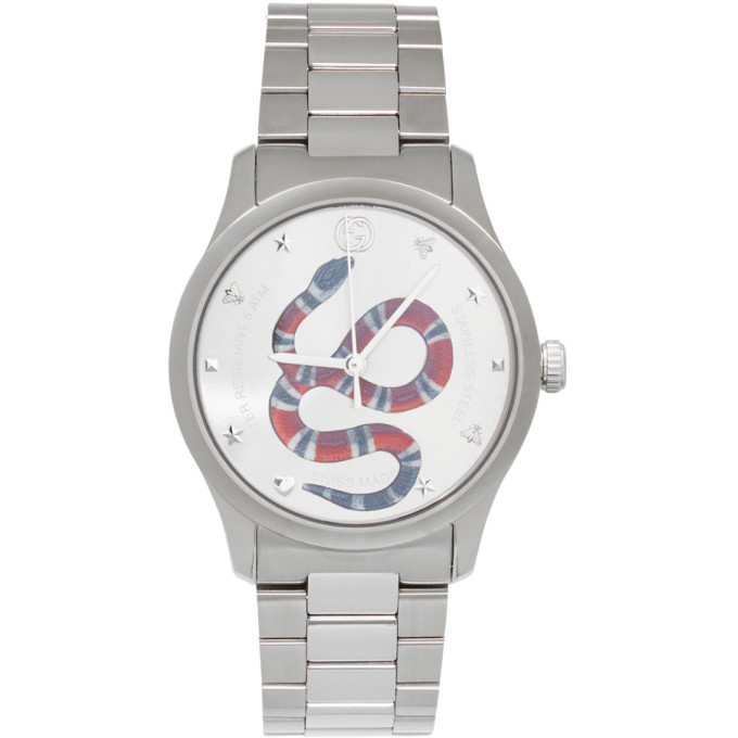 Gucci Silver G-Timeless Snake Watch