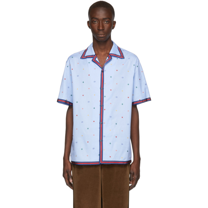 Gucci Blue Multi Icon Bowling Shirt