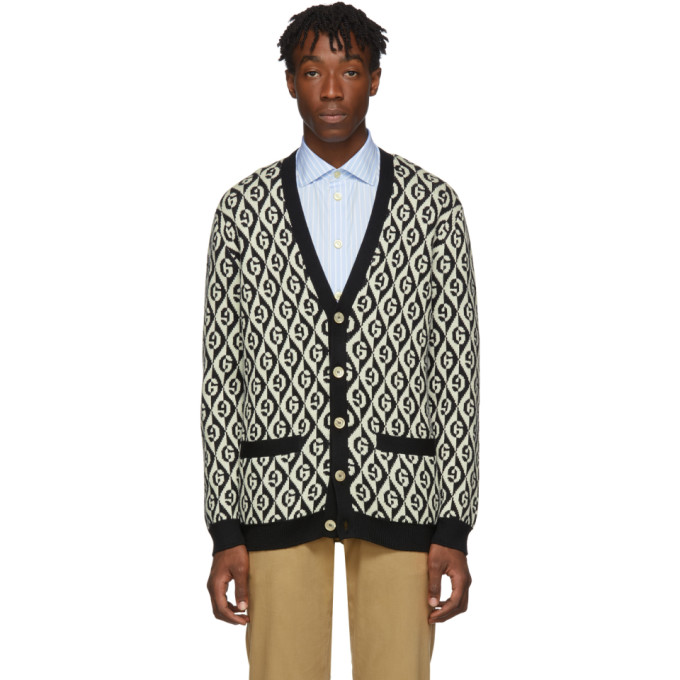 Gucci ブラック and ホワイト G ロンバス カーディガン