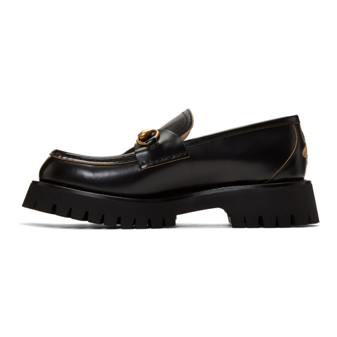 GUCCI GUCCI BLACK LEATHER HORSEBIT LOAFERS