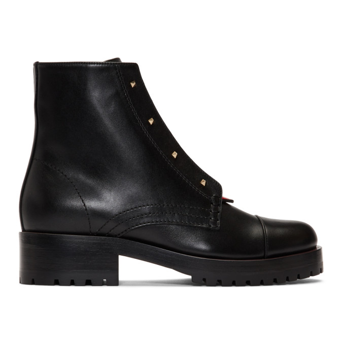Valentino Black and Red Valentino Garavani Karung Combat Boots