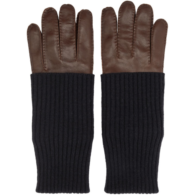 Ami Alexandre Mattiussi Brown Leather Gloves In 201 Cognac