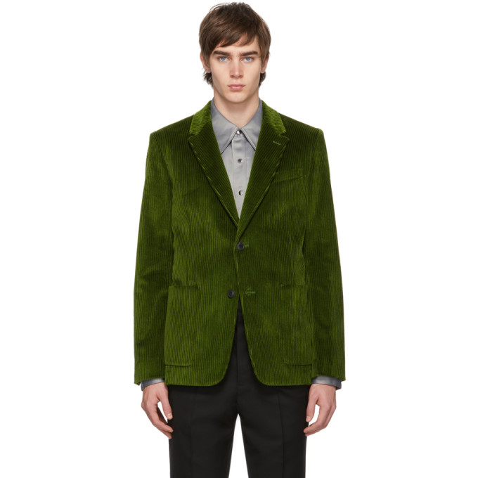 AMI ALEXANDRE MATTIUSSI AMI ALEXANDRE MATTIUSSI GREEN TWO-BUTTON PATCH POCKETS BLAZER