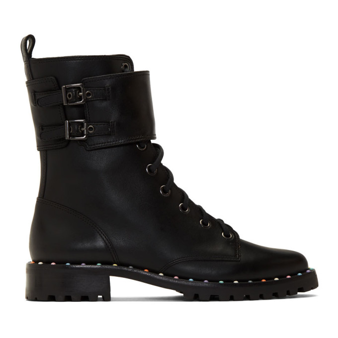 Sophia Webster Black Bessie Combat Boots