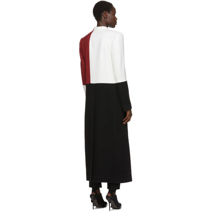 HAIDER ACKERMANN HAIDER ACKERMANN BLACK AND RED COLLARLESS BIAFO COAT