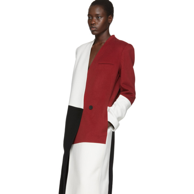 HAIDER ACKERMANN HAIDER ACKERMANN BLACK AND RED COLLARLESS BIAFO COAT
