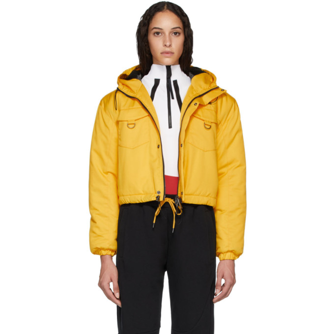 yellow cropped puffer jacket