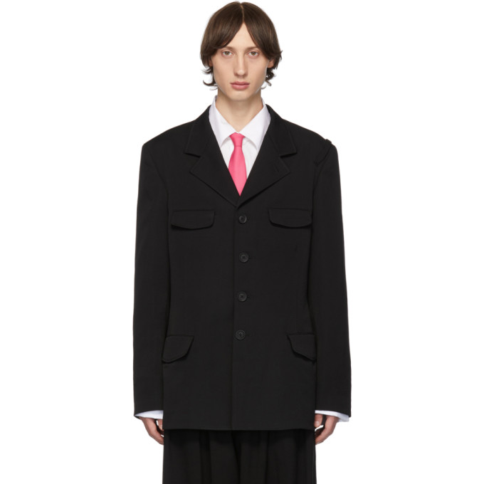 Click to view more detailed imagery on our partner's website Yohji Yamamoto Black Shoulder Belted Jacket