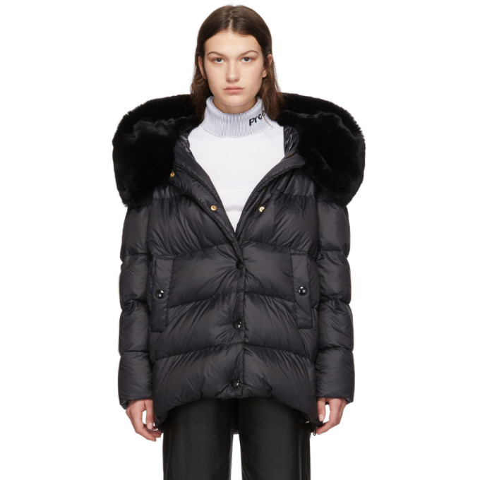 yves salomon black fur lined parka