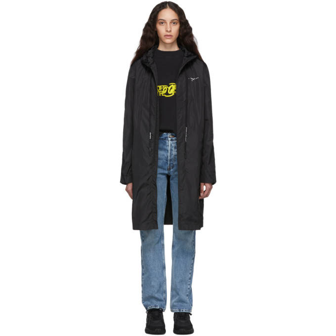 Click to view more detailed imagery on our partner's website Off-White Black And Silver Unfinished Raincoat In Blk/Silver