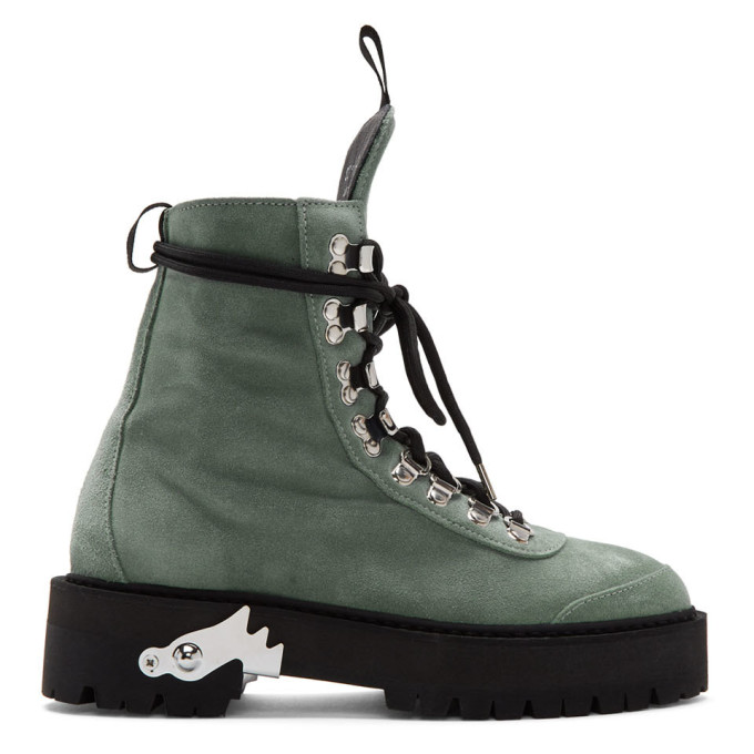 Off-White Green Suede Hiking Boots