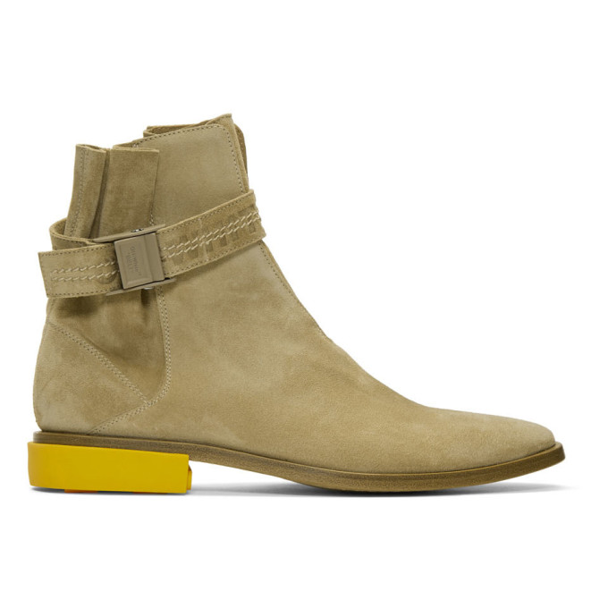Off-White Beige Suede Jodhpur Boots