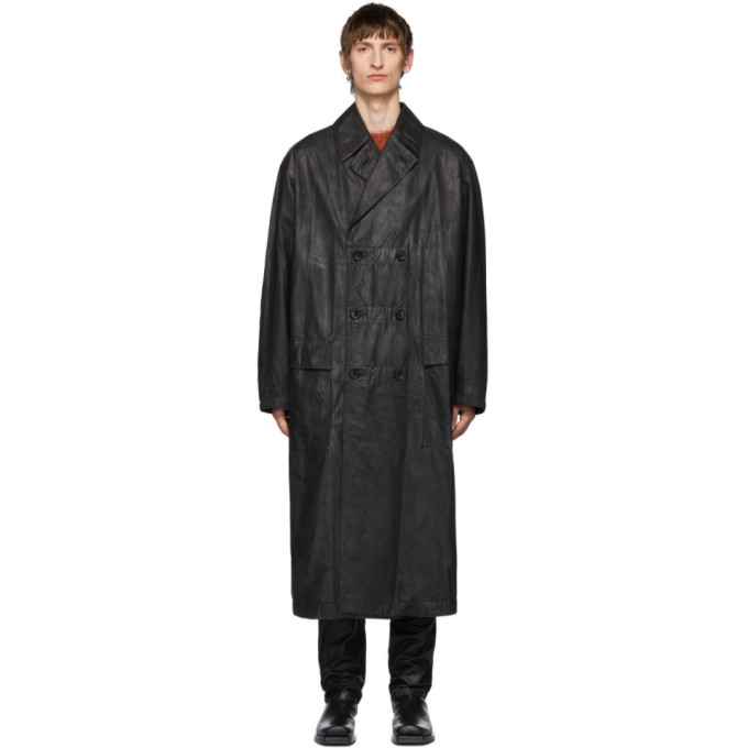 JOHNLAWRENCESULLIVAN JOHNLAWRENCESULLIVAN BLACK OILED COTTON OVERCOAT