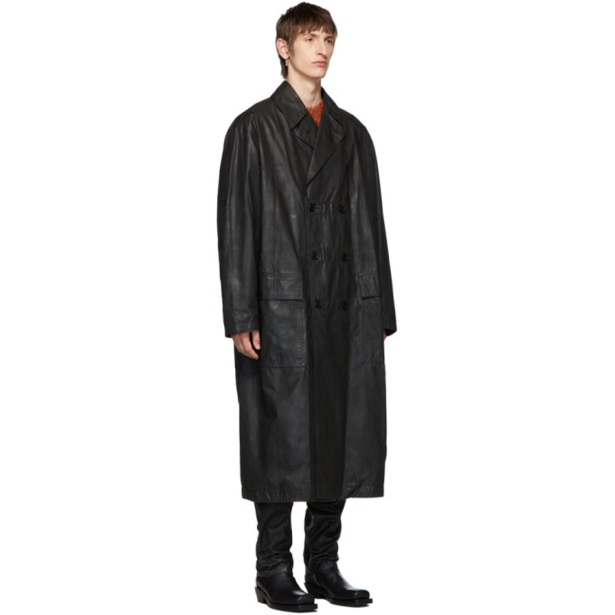 JOHNLAWRENCESULLIVAN JOHNLAWRENCESULLIVAN BLACK OILED COTTON OVERCOAT