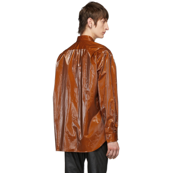 JOHNLAWRENCESULLIVAN JOHNLAWRENCESULLIVAN ORANGE COATED COTTON SHIRT