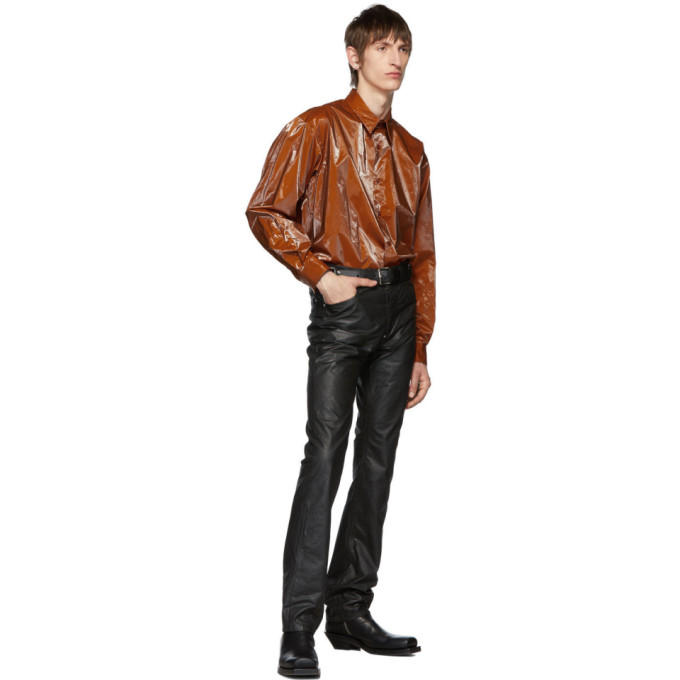 JOHNLAWRENCESULLIVAN JOHNLAWRENCESULLIVAN ORANGE COATED COTTON SHIRT