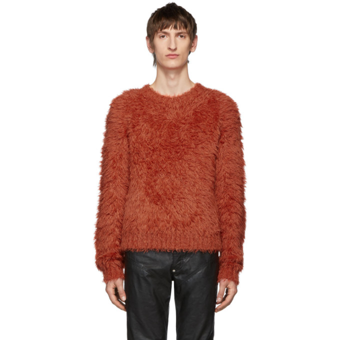 Johnlawrencesullivan Orange Shaggy Crewneck Sweater