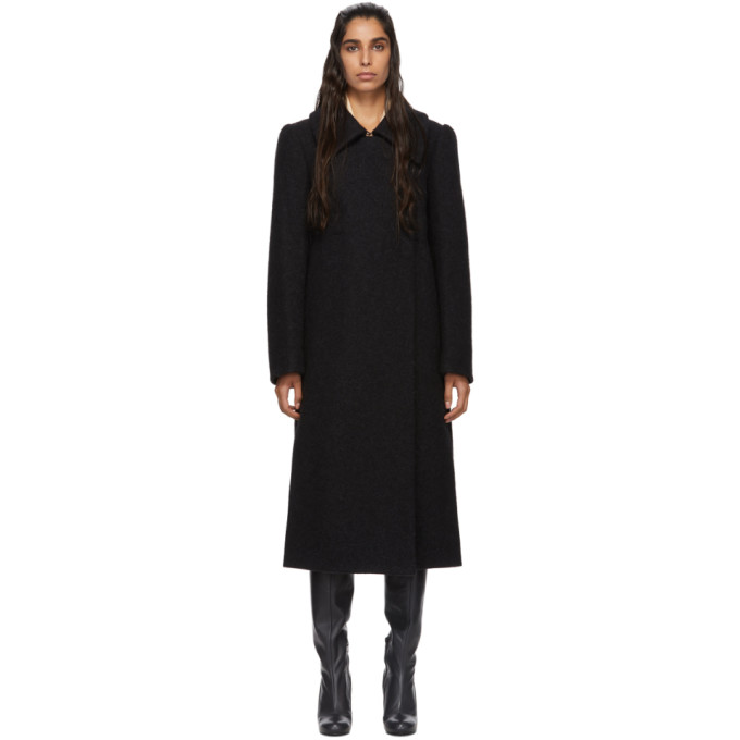 LEMAIRE LEMAIRE BLACK WOOL AND MOHAIR FITTED COAT