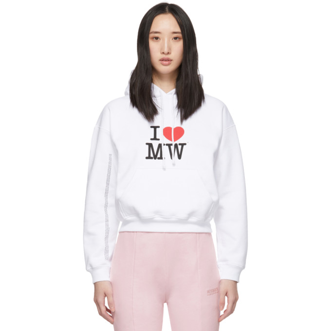 Vetements 0 VETEMENTS WHITE I HEART MW CROPPED HOODIE