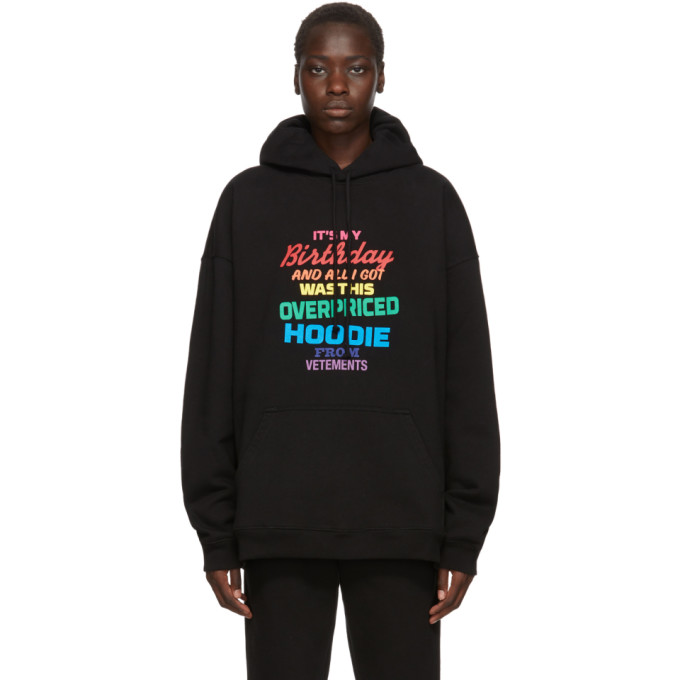 Vetements Tops VETEMENTS BLACK OVERPRICED BIRTHDAY HOODIE