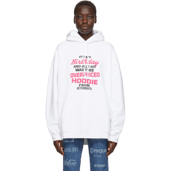 Vetements Tops VETEMENTS WHITE OVERSIZED BIRTHDAY HOODIE