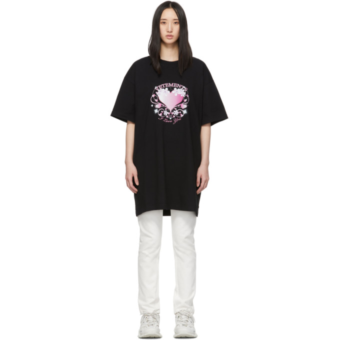 Vetements T-shirts VETEMENTS BLACK VALENTINES LOGO T-SHIRT