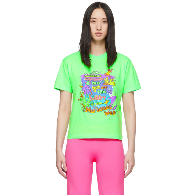 Vetements T-shirts VETEMENTS GREEN VACATION CROPPED T-SHIRT