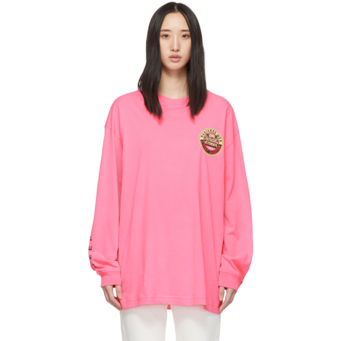 Vetements T-shirts VETEMENTS PINK SURFER LOGO LONG SLEEVE T-SHIRT