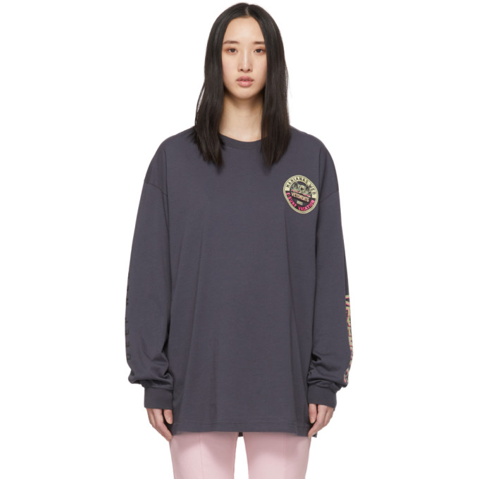 Vetements T-shirts VETEMENTS GREY SURFER LOGO LONG SLEEVE T-SHIRT