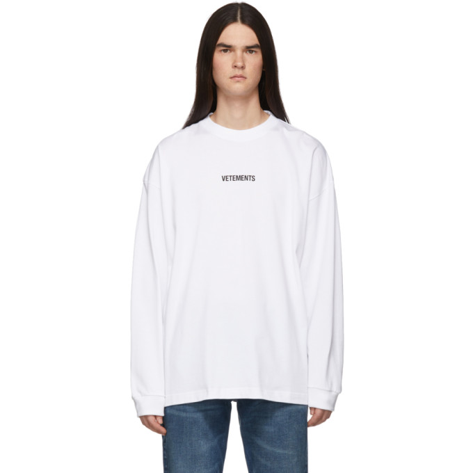 Vetements White Logo Long Sleeve T-shirt | ModeSens