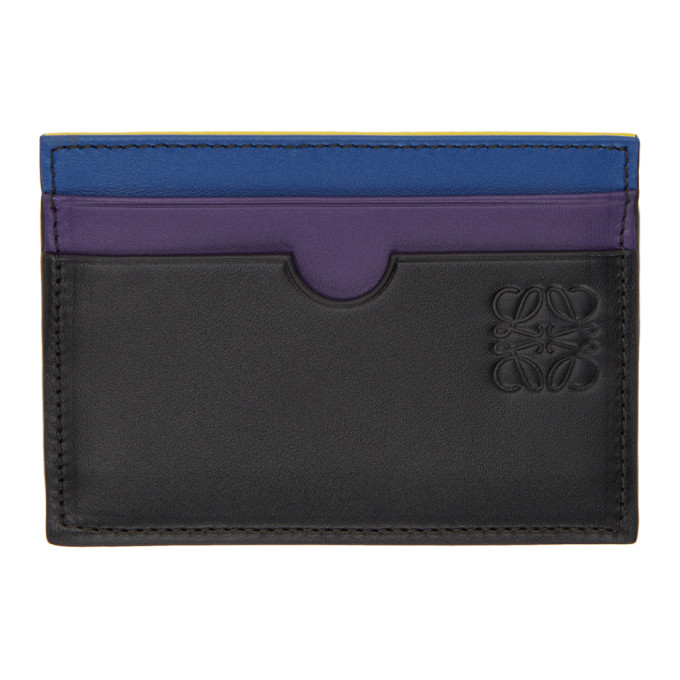 Click to view more detailed imagery on our partner's website Loewe Blue And Black "Puzzle Plain" Cardholder In 9990Multico