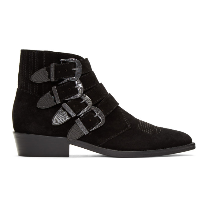 Toga Virilis Black Suede Buckle Boots