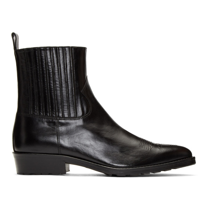 Toga Virilis Black Hard Leather Chelsea Boots