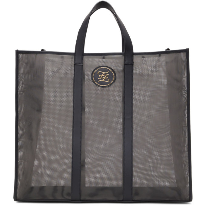 Fendi Black Mesh Karligraphy Tote