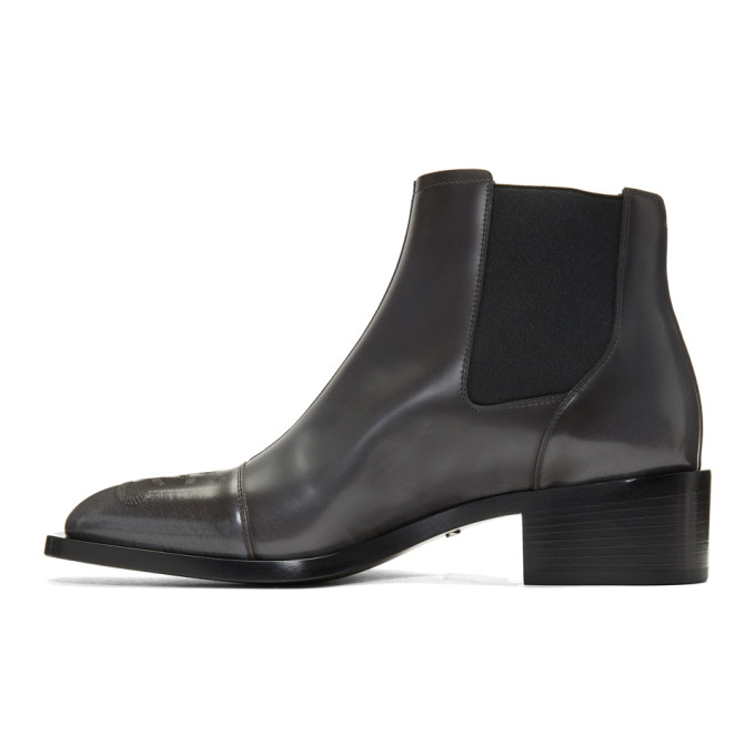 FENDI FENDI GREY KARLIGRAPHY CHELSEA BOOTS
