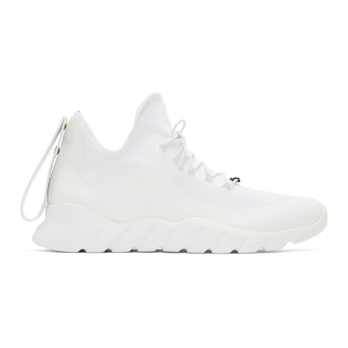 Fendi White Tech Knit High Top Sneakers 192693m23701911