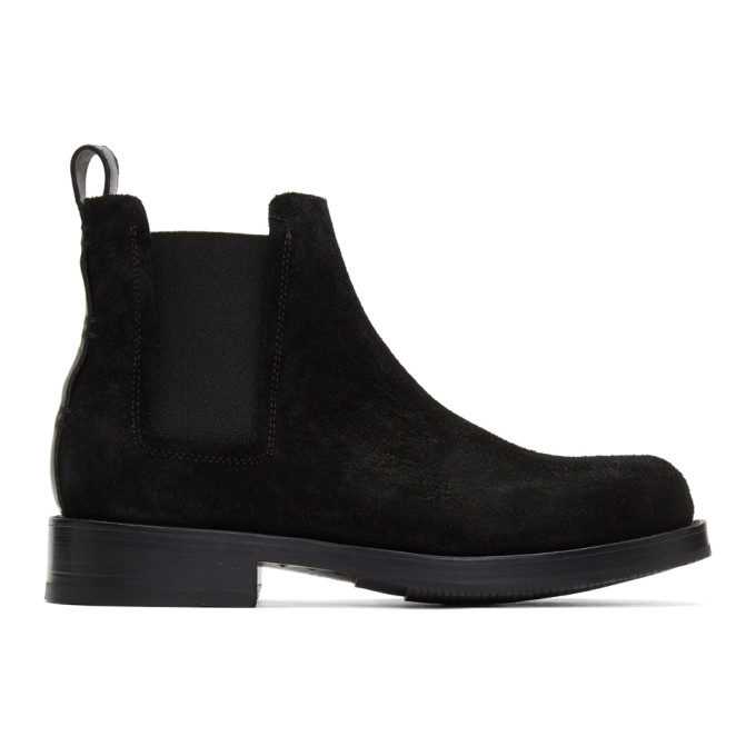 Feit Black Suede Rubber Chelsea Boots