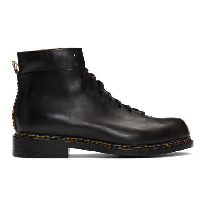Feit Black Braided Lace-Up Boots