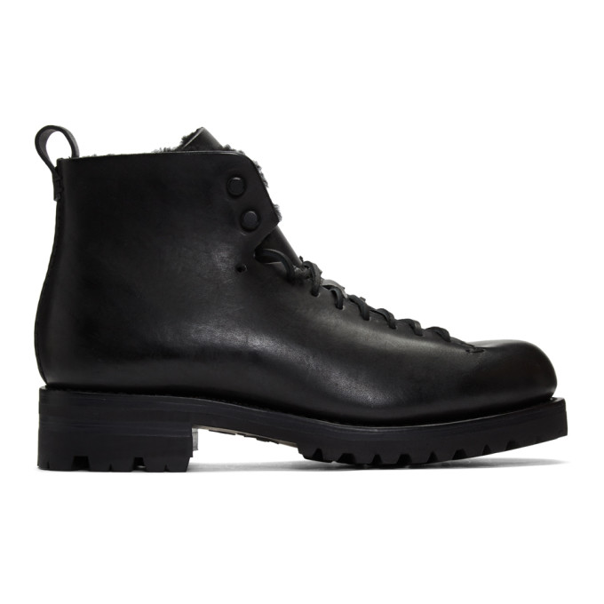 Feit Black Shearling Hiker Boots