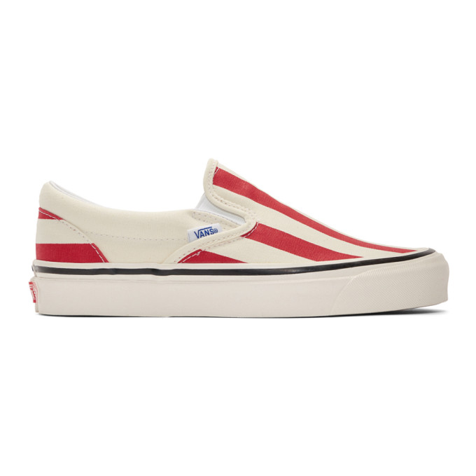 VANS Scarpe Anaheim Factory Classic Slip-on 98 Dx ((anaheim Factory) Og White/og Red/big Stripes) Donna Rosso - VN0A3JEXVN2