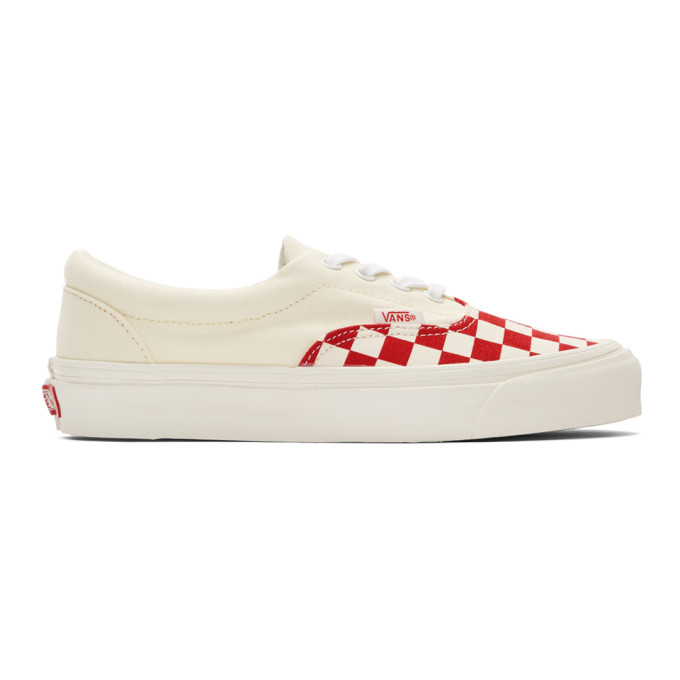 red and white checkered vans lace up