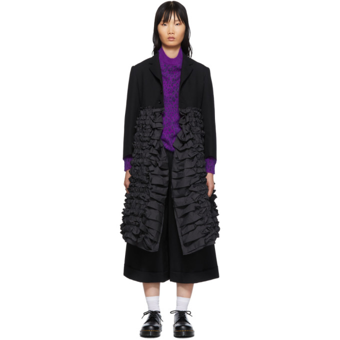 Tricot Comme Des Garcons Black Ruffle Bottom Coat In 1 Black