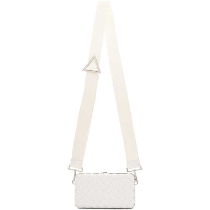 Bottega Veneta White Intrecciato Spazzolato Pouch