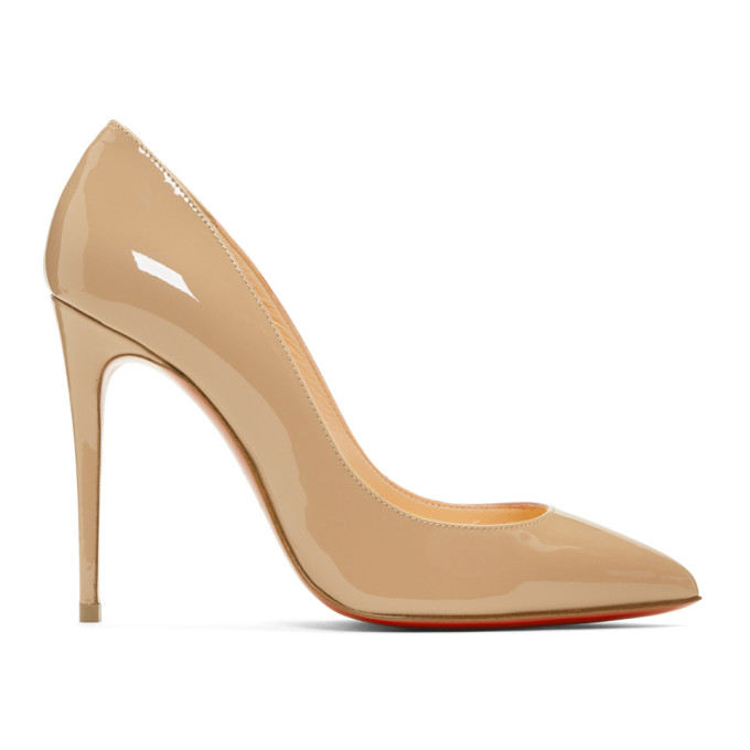 Christian Louboutin Beige Patent Pigalles Follies Heels