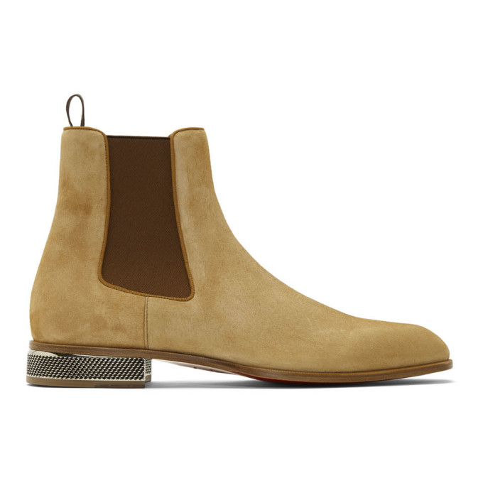 Christian Louboutin Tan Samsocool Flat Chealsea Boots