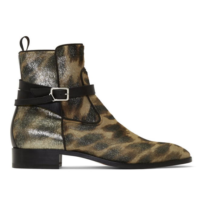 Christian Louboutin Tan Kicko Flat Pony Metal Chelsea Boots