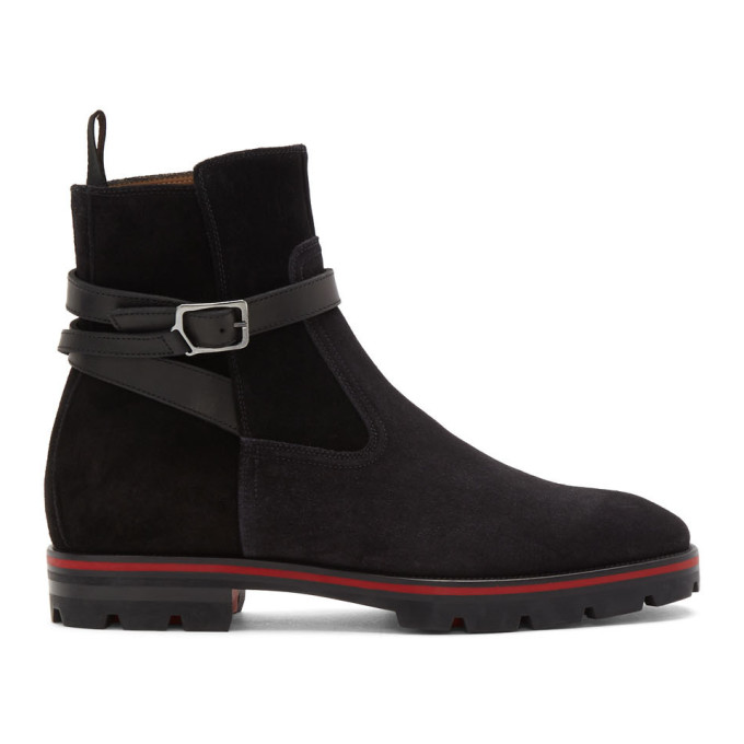 CHRISTIAN LOUBOUTIN CHRISTIAN LOUBOUTIN BLACK SUEDE KICKO BOOTS