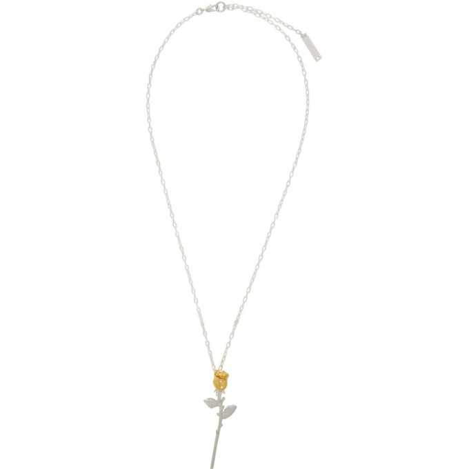 AMBUSH AMBUSH SILVER AND GOLD ROSE CHARM NECKLACE