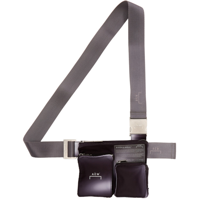 A-cold-wall* Ssense 独家发售黑色 And 灰色 Holster 工装腰包 In Black/light Grey