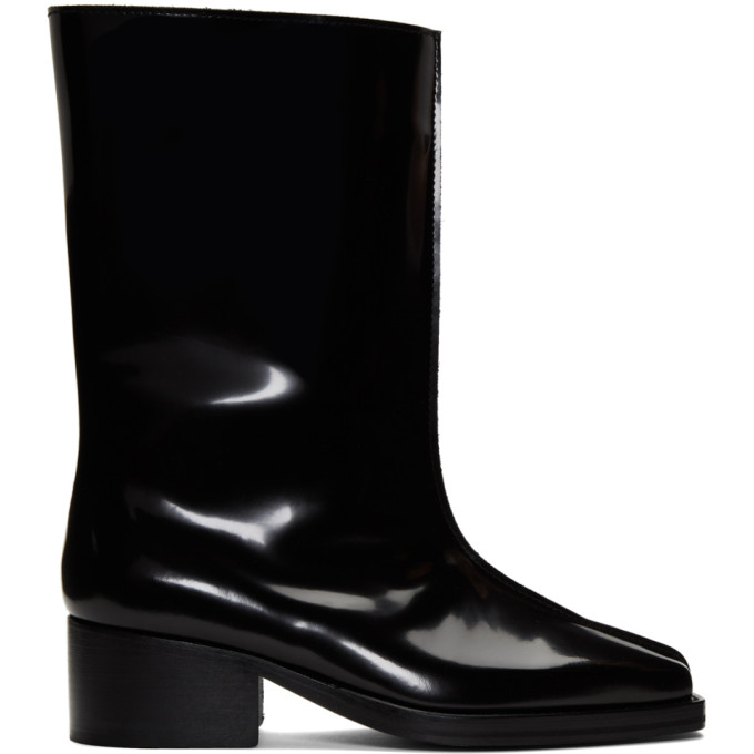 Y/Project Black Patent Low Tubular Boots